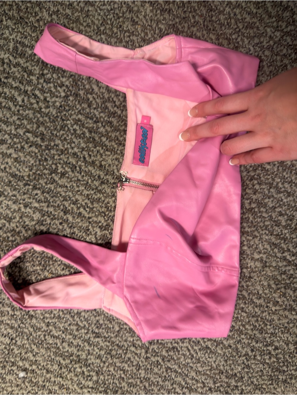 Pink Crop Top with Built-In Zipper Edikted small